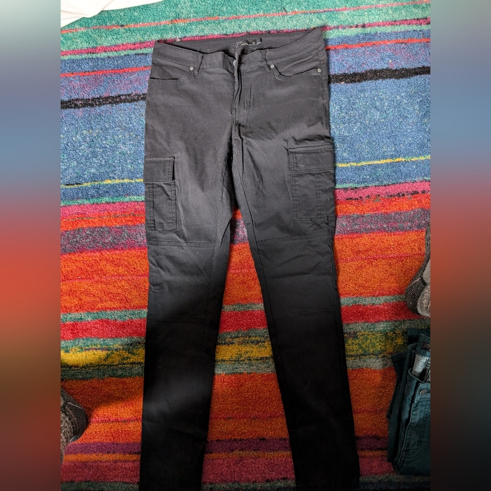 PrAna women's size 10 black skinny cargo jeans